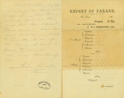 Dopis Johna Knappa, Camp Jackson, jeho manželce, 10. května 1861 od John Knapp
