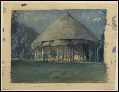 Hut in Moonlight, Iva, Savaii, říjen 1890, 1890 od John La Farge or Lafarge