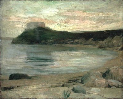 Studie večerního světla, Fort Dumpling, Newport Harbor (olej na plátně) od John La Farge or Lafarge