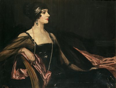 Dáma v černém: Portrét Jean Ainsworthové, vikomtesy Massereene a Ferrarda od John Lavery