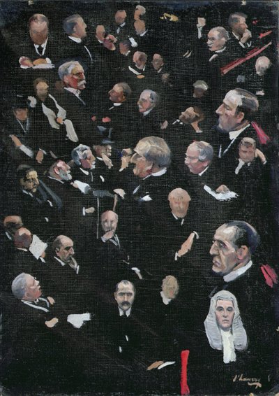 Studia ve Sněmovně lordů, vikomt Morley přesunul adresu, 14. prosince 1921 od John Lavery