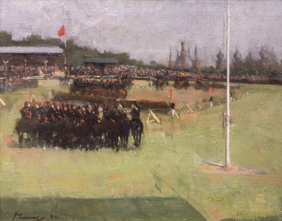 Hudební jízda 15. husarů během vojenského turnaje na mezinárodní výstavě v Glasgow 1888 od John Lavery