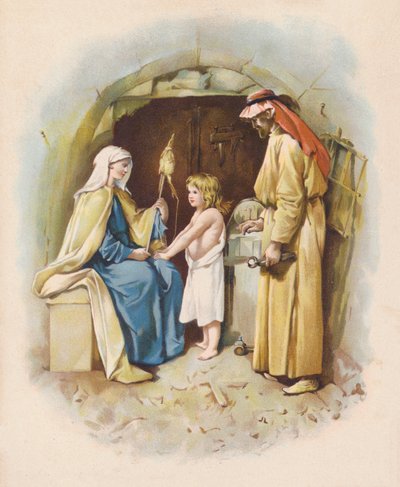 Kristus v tesařské dílně (barevná litografie) od John Lawson