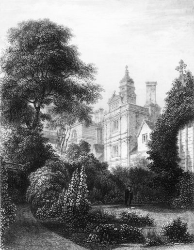 Caius College z Fellows Gardens, c1837. od John Le Keux