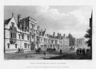 Jižní fronta All Souls College, Oxford University, 1834. od John Le Keux