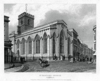 Kostel St Martins, Carfax, Oxford, 1835. od John Le Keux