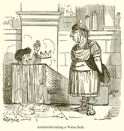 Archimedes si dává teplou koupel od John Leech