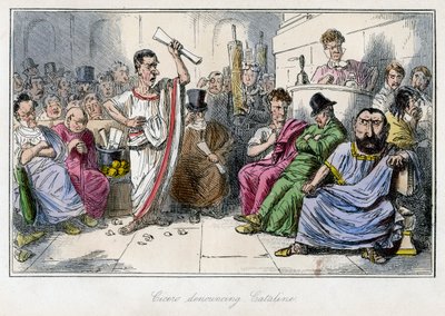 Cicero odsuzující Cataline, 50. léta 19. století. od John Leech