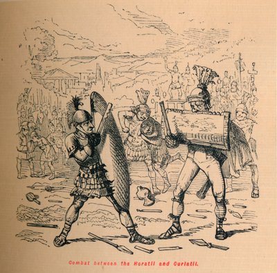 Boj mezi Horatii a Curiatii, 1852 od John Leech