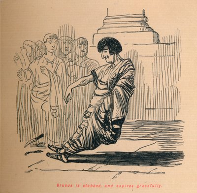 Drusus je pobodán a slušně vyprší, 1852 od John Leech