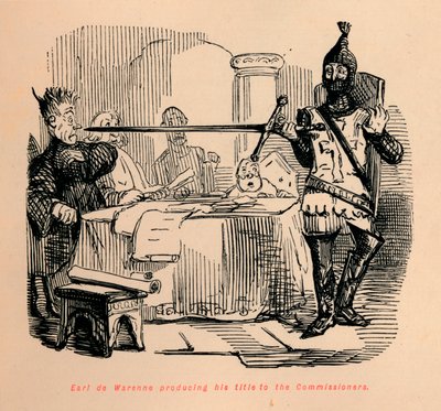 Hrabě de Warenne produkuje svůj titul pro komisaře, c1860, c1860 od John Leech