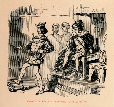 Eduard II. a jeho oblíbenec, Piers Gaveston, c1860, c1860 od John Leech