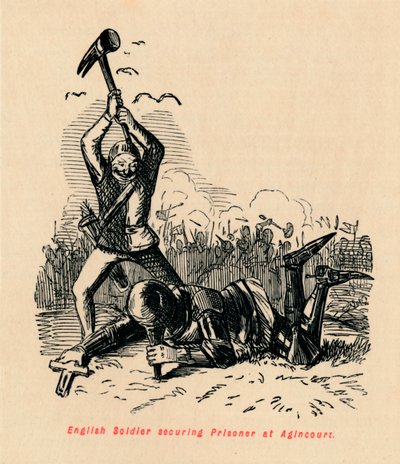 Anglický voják zajišťující vězně v Agincourt, c1860, c1860 od John Leech