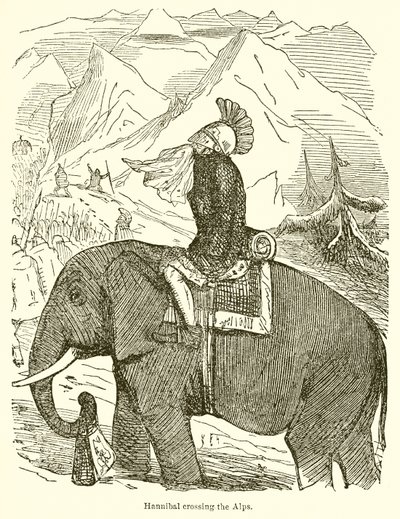 Hannibal překračující Alpy od John Leech