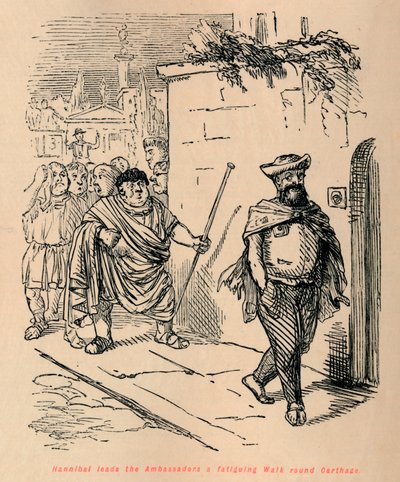 Hannibal vede velvyslance na únavnou procházku kolem Kartága, 1852 od John Leech