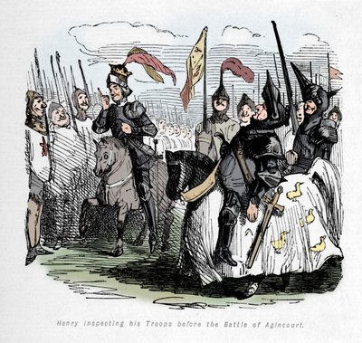 Henry kontroluje své jednotky před bitvou u Agincourtu, c1860, c1860 od John Leech