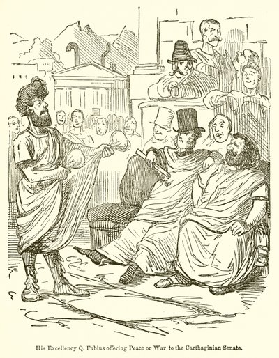 Jeho Excelence Q. Fabius nabízí kartáginskému senátu mír nebo válku od John Leech