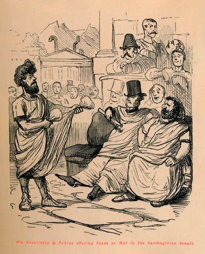 Jeho Excelence Q Fabius nabízí kartáginskému senátu mír nebo válku, 1852 od John Leech