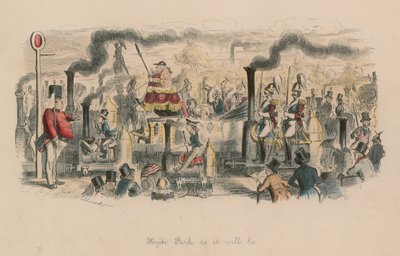 Hyde Park tak, jak bude (barevná rytina) od John Leech