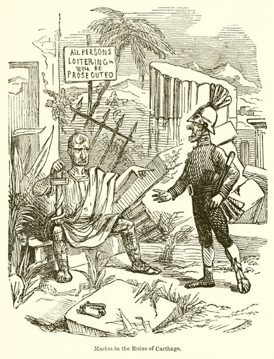 Marius v ruinách Kartága od John Leech