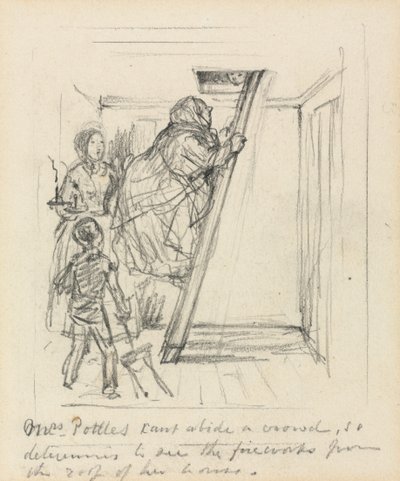 "Paní Pottlesová nemůže vydržet dav" od John Leech
