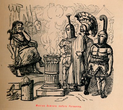Mucius Scaevola před Porsennou, 1852 od John Leech