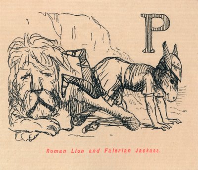Římský lev a Falerian Jackass, 1852 od John Leech
