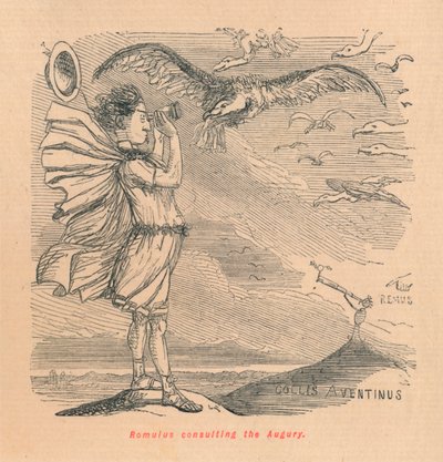 Romulus konzultuje Augury, 1852 od John Leech