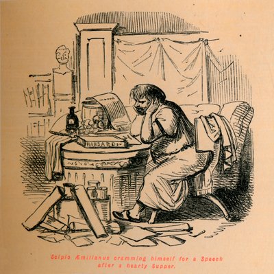Scipio Aemilianus se cpe na Projev po vydatné večeři, 1852 od John Leech