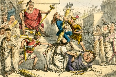 Tarquinius Superbus se stává králem od John Leech