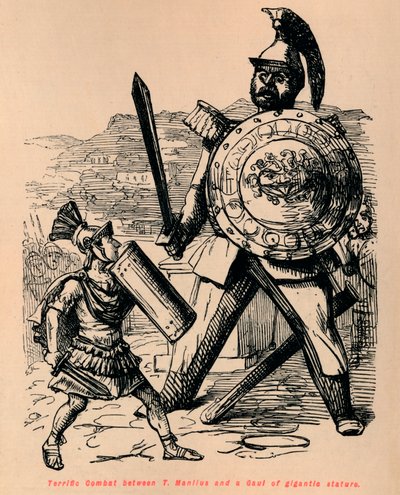 Úžasný boj mezi T Manliem a Galií gigantického vzrůstu, 1852 od John Leech
