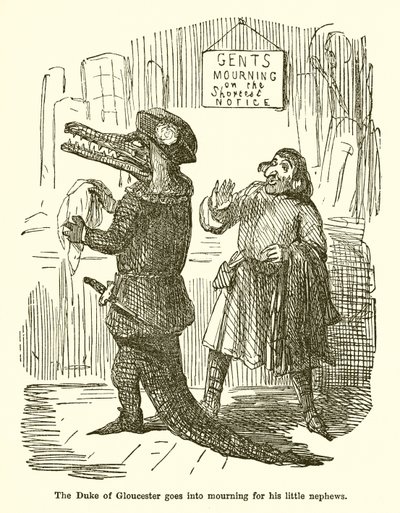 Vévoda z Gloucesteru jde do Smutku pro své malé synovce od John Leech