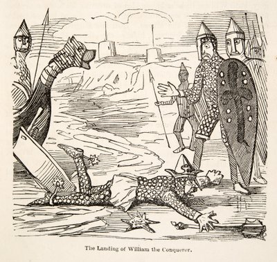 The Landing of William the Conqueror, from The Comic History of England, pub. 1864 (dřevořez) od John Leech