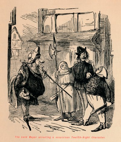 Primátor zatýká podezřelou postavu z 12. noci, c1860, c1860 od John Leech