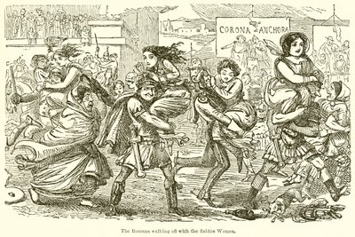 Římané odcházejí se sabinskými ženami od John Leech