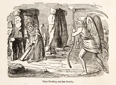 Time Bowling out the Druids, z The Comic History of England, pub. 1864 od John Leech