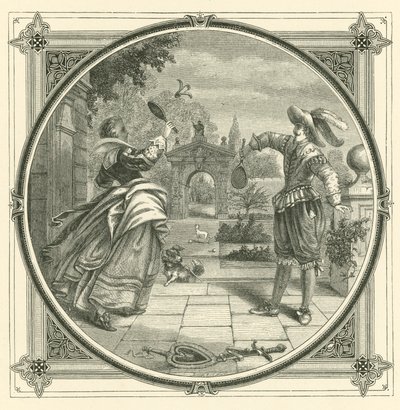 Láska, jako míč, vyžaduje, aby byla vržena zpět (rytina) od John Leighton