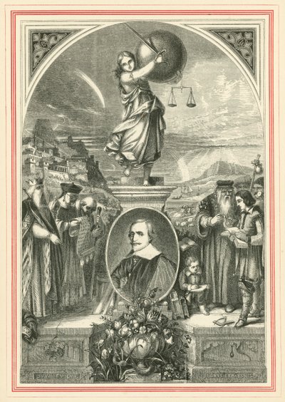 Portrét Jacoba Catse, pod alegorickou postavou Univerzální spravedlnosti (rytina) od John Leighton