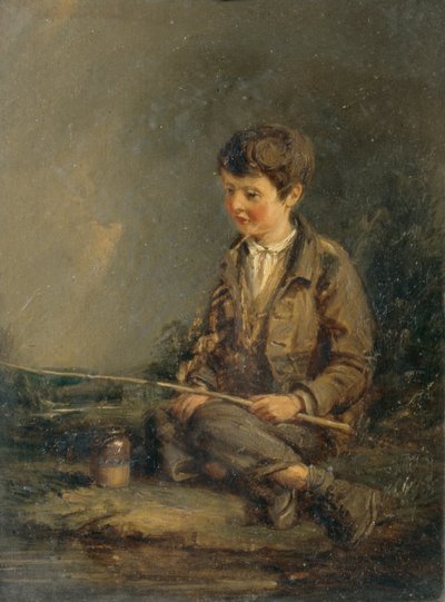 Chlapec rybaří (olej na desce) od John Linnell
