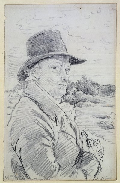 William Blake Wearing a Hat, (nápis: Wm Blake at Hampstead) c.1825 (tužka) od John Linnell