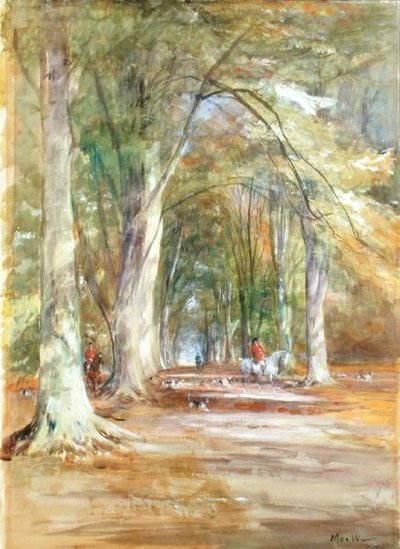 Lovec na mýtině (akvarel a tělová barva na papíře) od John MacWhirter
