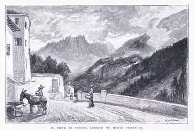 V Pieve Di Cadore, při pohledu na Monte Cristallo, z The Magazine of Art 1893, Cassell and Company od John MacWhirter