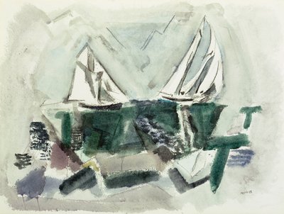 Jachty Schooner, Dear Isle, Maine od John Marin