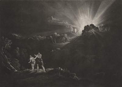 Přístup archanděla Michaela, kolem roku 1827 (mezzotinta) od John Martin