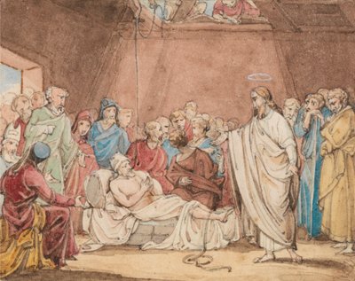 Kristus uzdravuje ochrnutého muže od John Martin