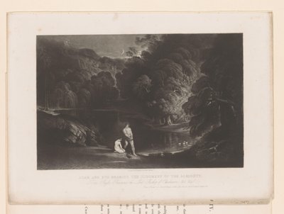 Bůh obviňuje Adama a Evu z jejich hříchu Adam a Eva slyšící Soud Všemohoucího (název na předmět) Ilustrace do bible (název série) Ilustrace Bible (název série) od John Martin
