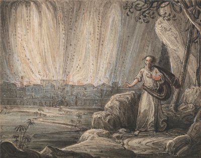 Lot prchající ze Sodomy od John Martin
