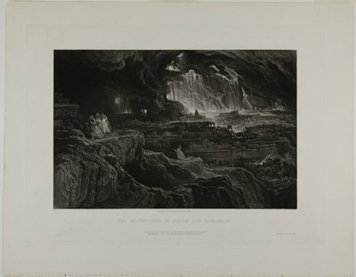 Zničení Sodomy a Gomory, z ilustrací Bible od John Martin