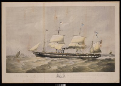 Parní loď Great Britain... Majitelé Messrs Gibbs  Co... Občanům Velké Británie a Spojených států amerických je tato deska s úctou věnována... od John McGahey
