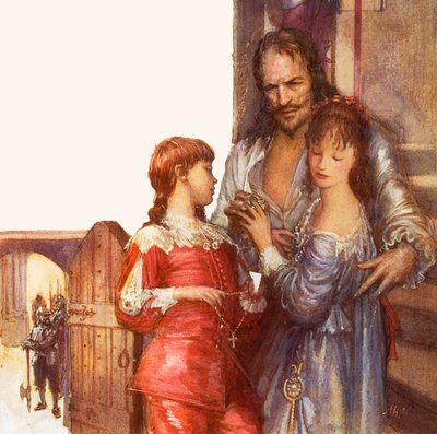 Karel I. se loučí se svými dětmi (kvaš na papíře) od John Millar Watt